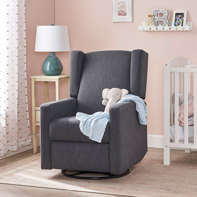 Landau - Contemporary Fabric Upholstered Swivel Recliner - Charcoal