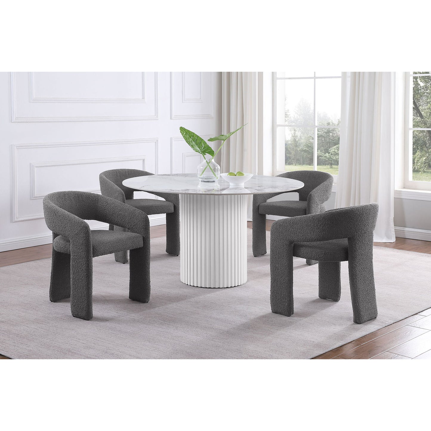 Quincy - Round Dining Table - White Marble
