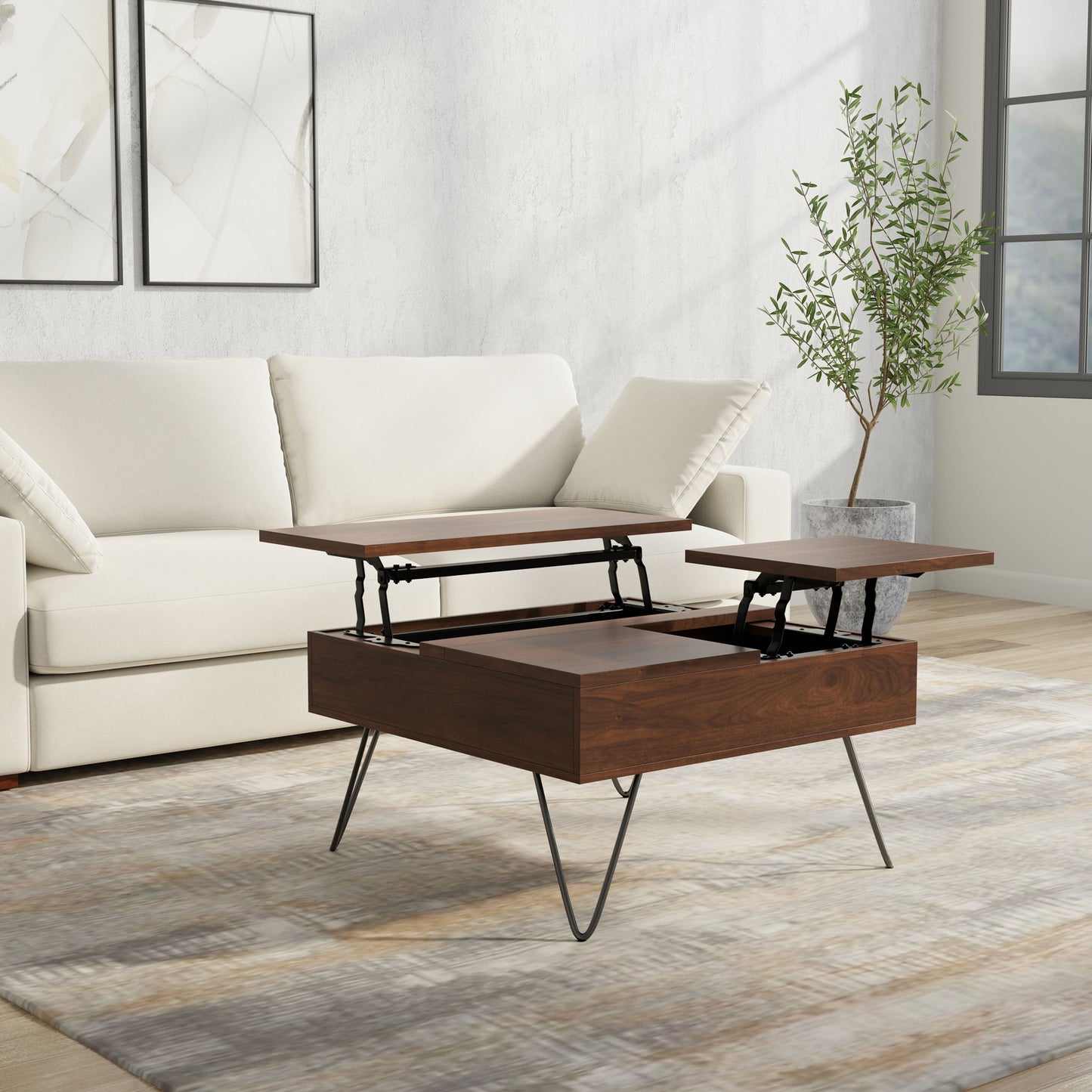 Hunter - Square Lift Top Coffee Table - Walnut
