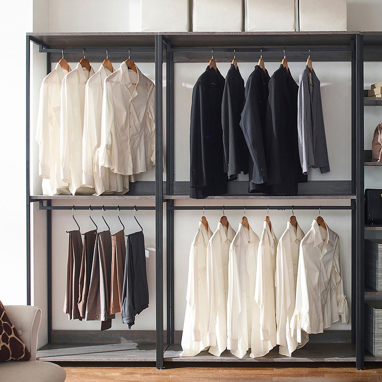 Monica - Walk-In Closet System, Modular Storage - Rustic