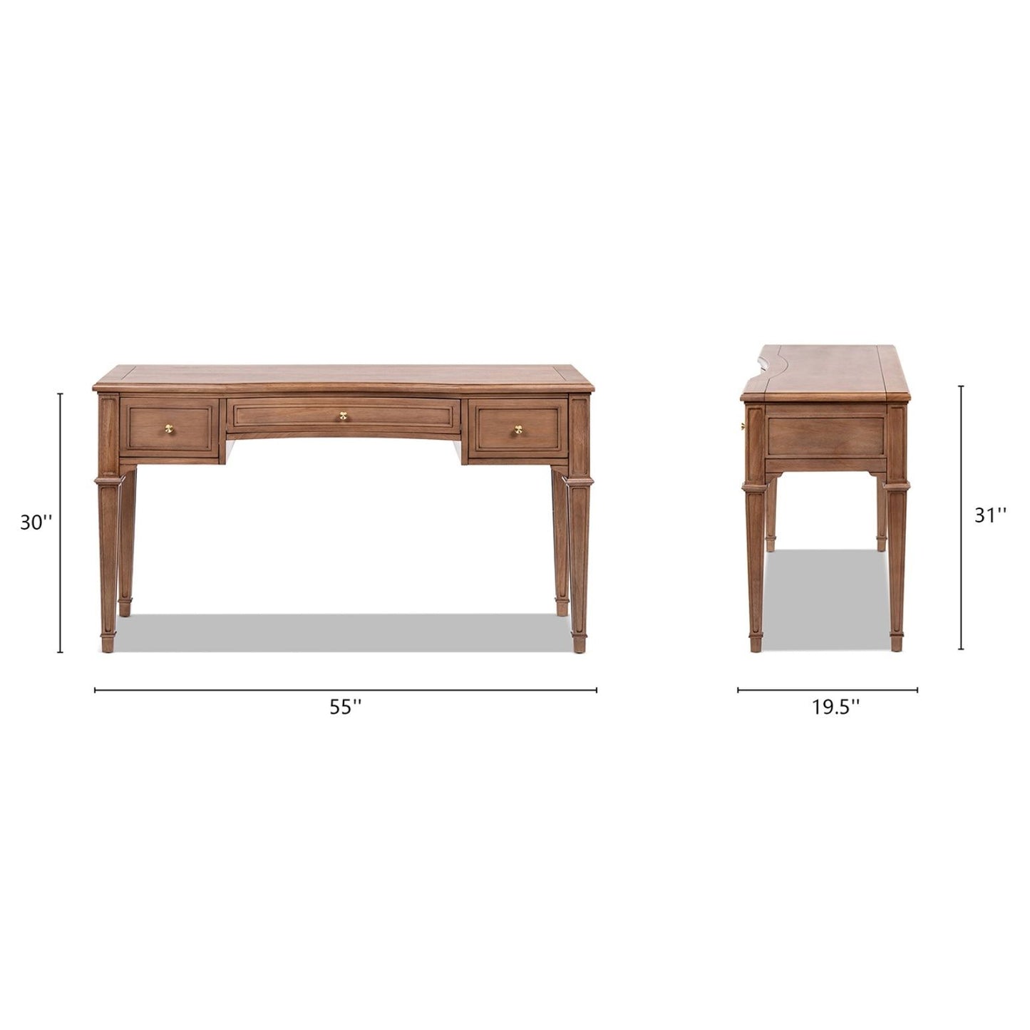Dauphin - 3 Drawer Executive Desk - Brown