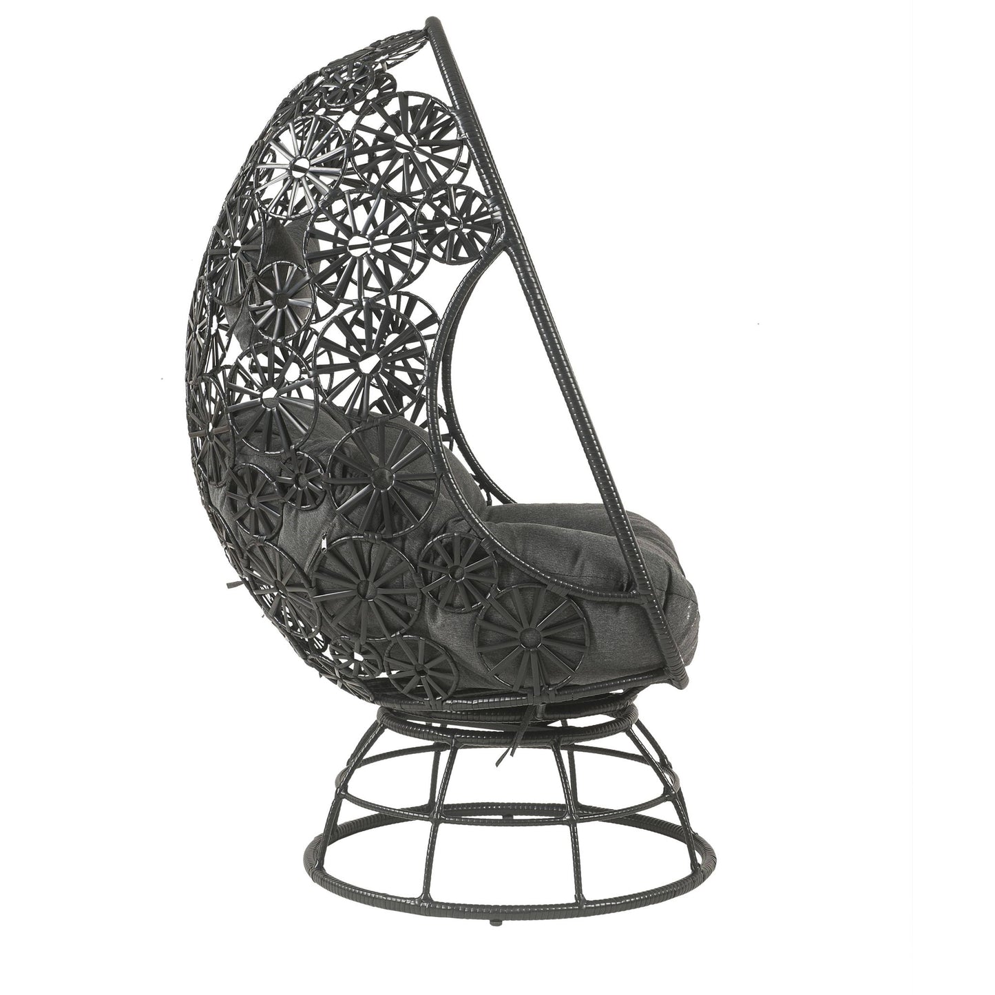 Hikre - Patio Lounge Chair & Side Table - Black / Charcoal