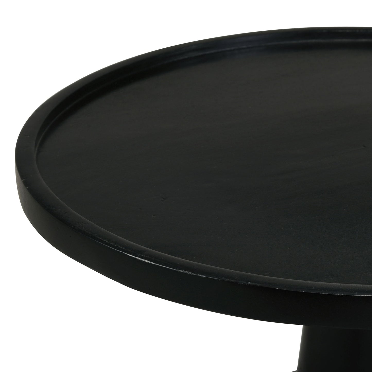 Stain Pedestal Accent Round Table With Lipped Top - Black
