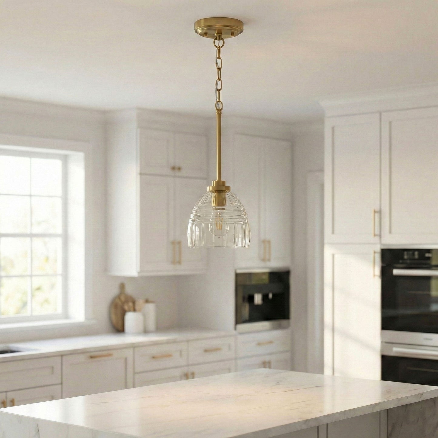 Ember - 3 Candle Lights Chain Pendant - Clear / Gold