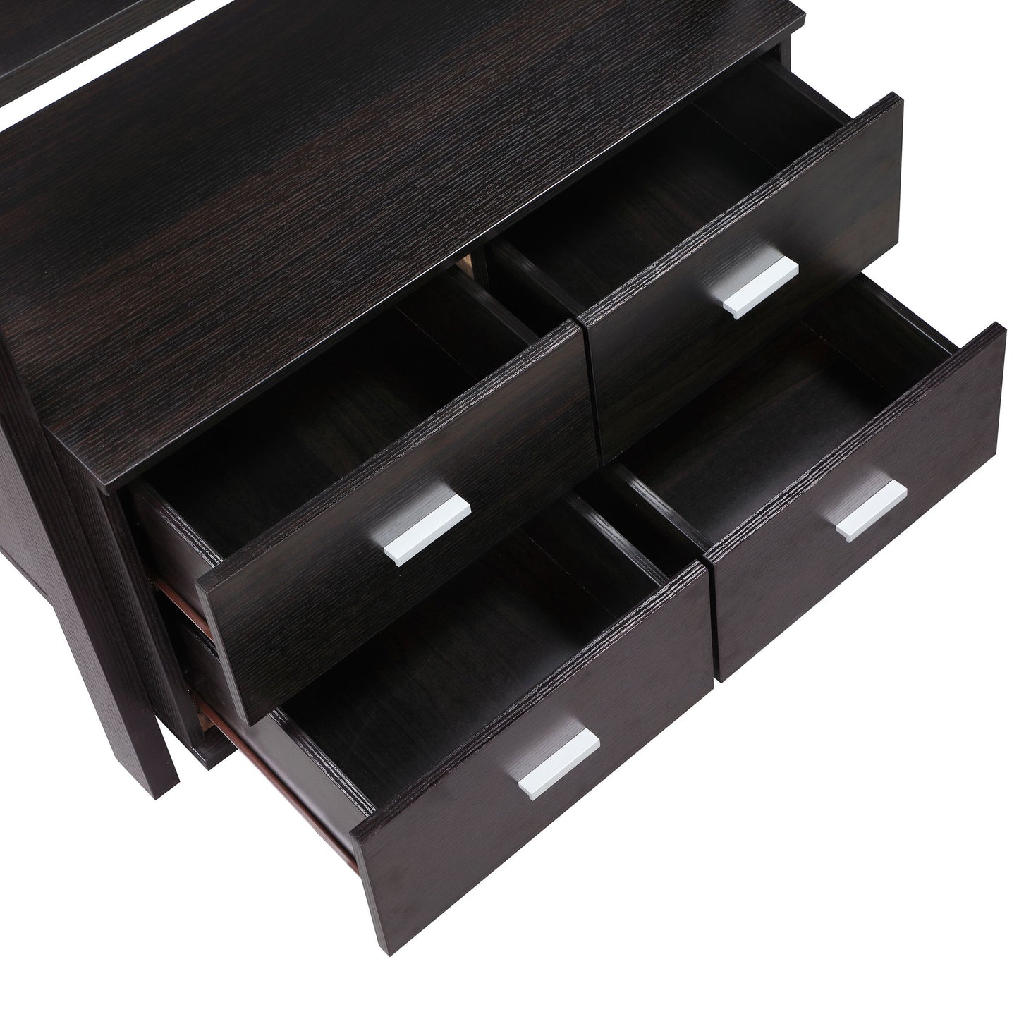 Shasta - 5 Shelf Ladder Bookshelf With Drawers - Cappuccino