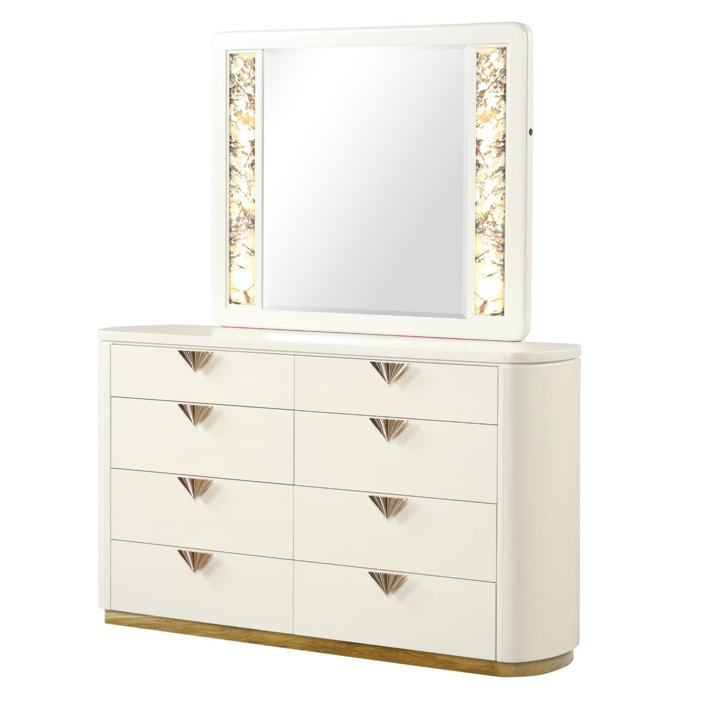 La Pierre - Rectangular Mirror With LED Lighting Panels - Beige
