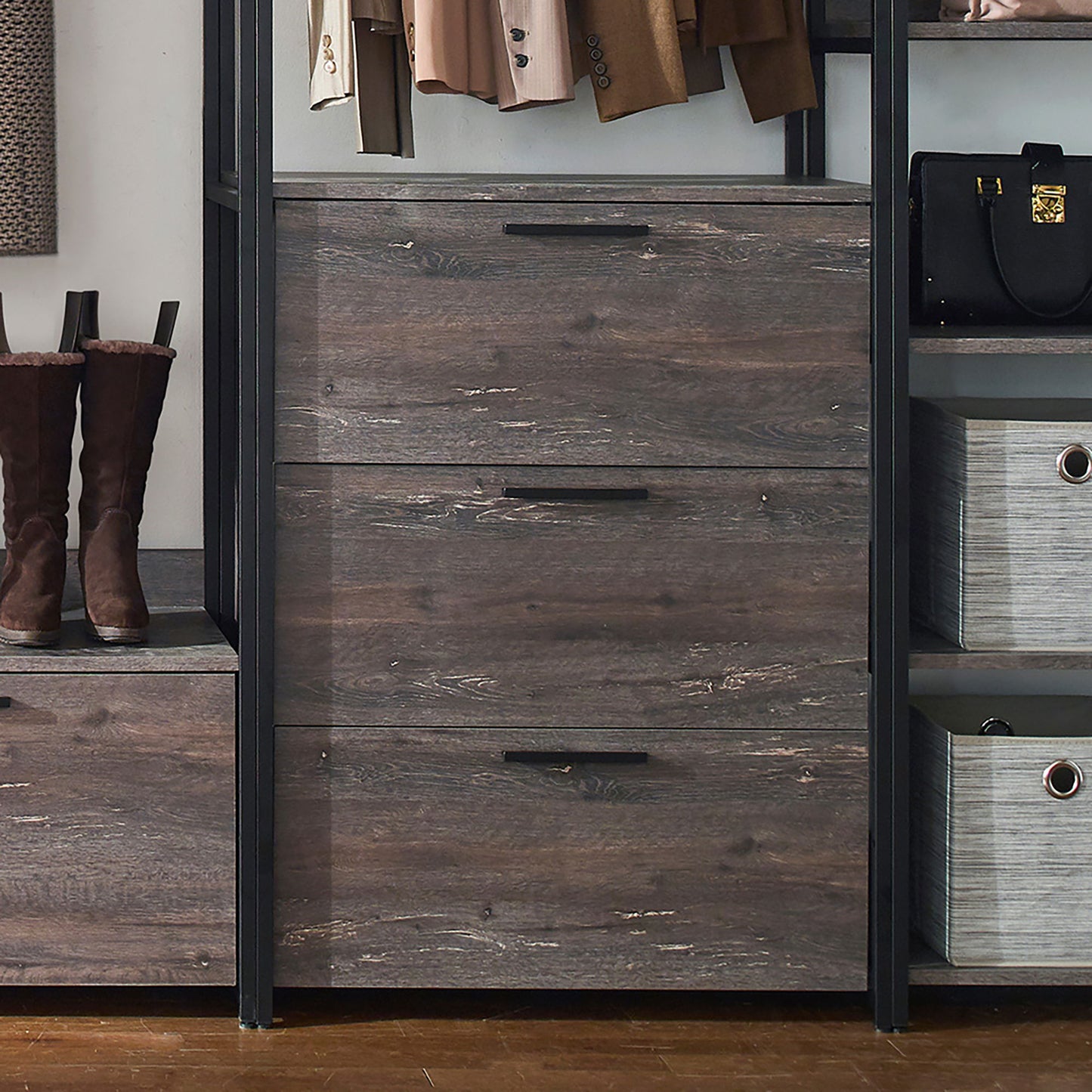 Monica - Walk-In Closet System, Extra Storage Space - Rustic