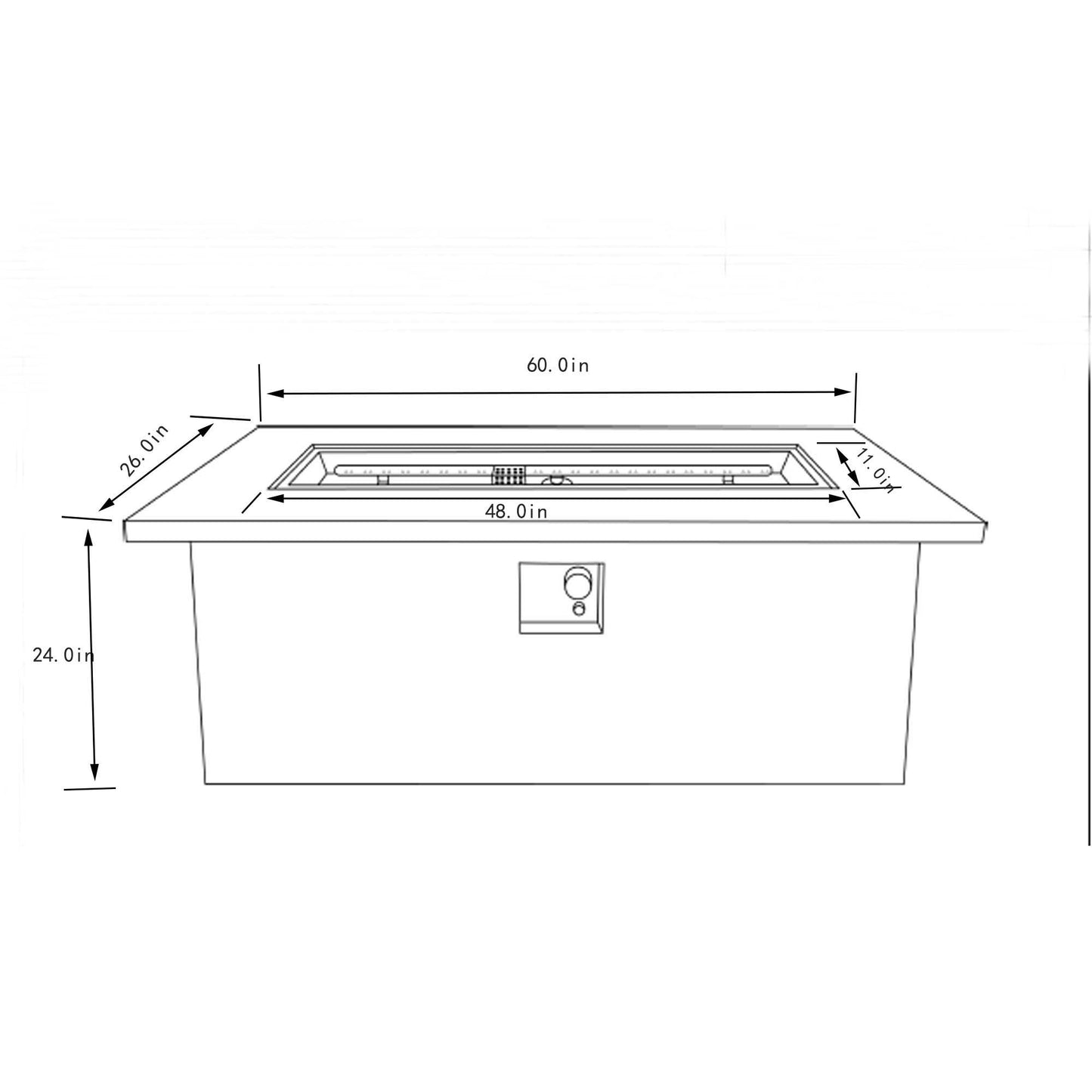 Rectangular Propane Gas Fire Pit Table With 60000 Btu For Outdoor Spaces - Light Gray