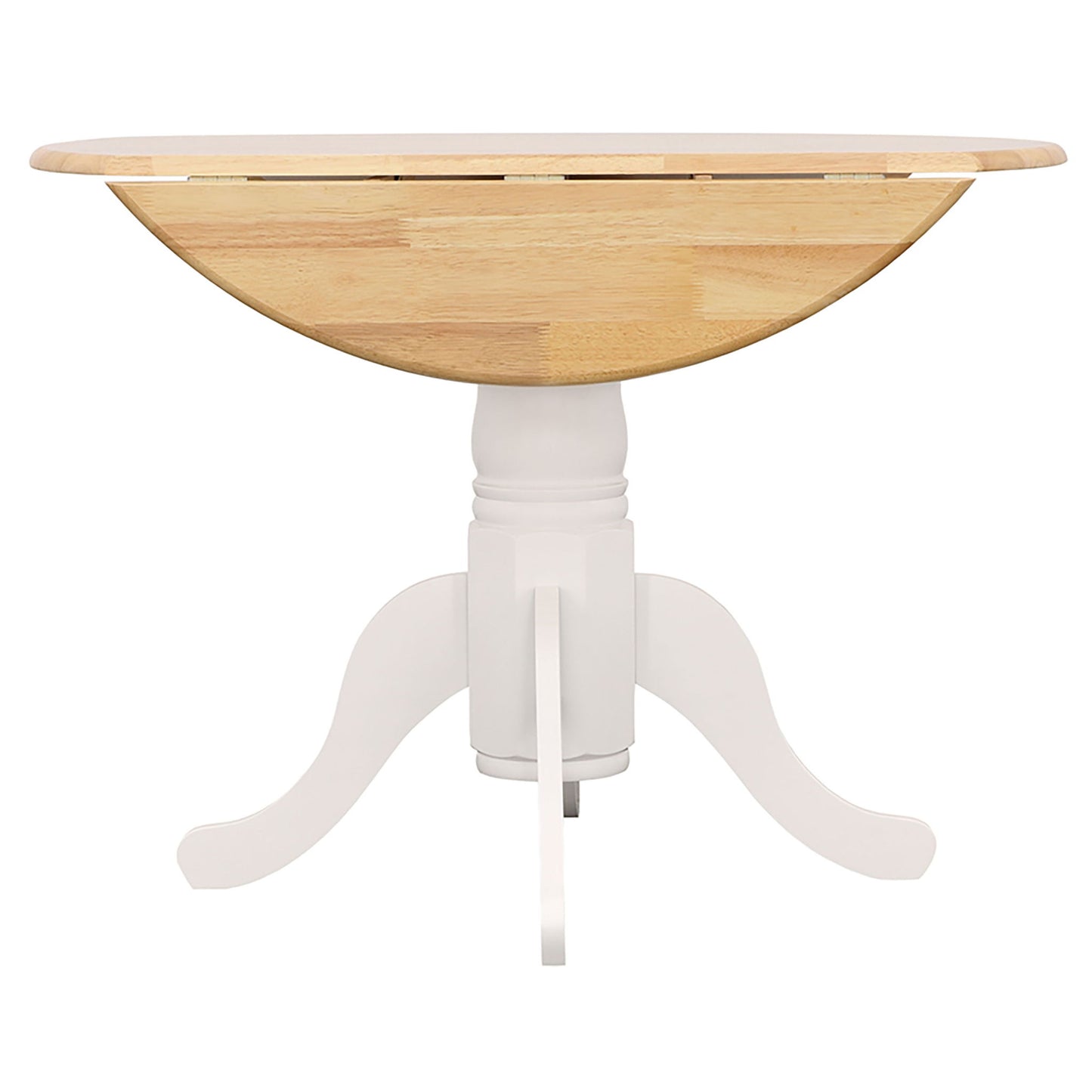 Round Dining Table With Drop Leaf Pedestal Base, Expandable Top - Natural