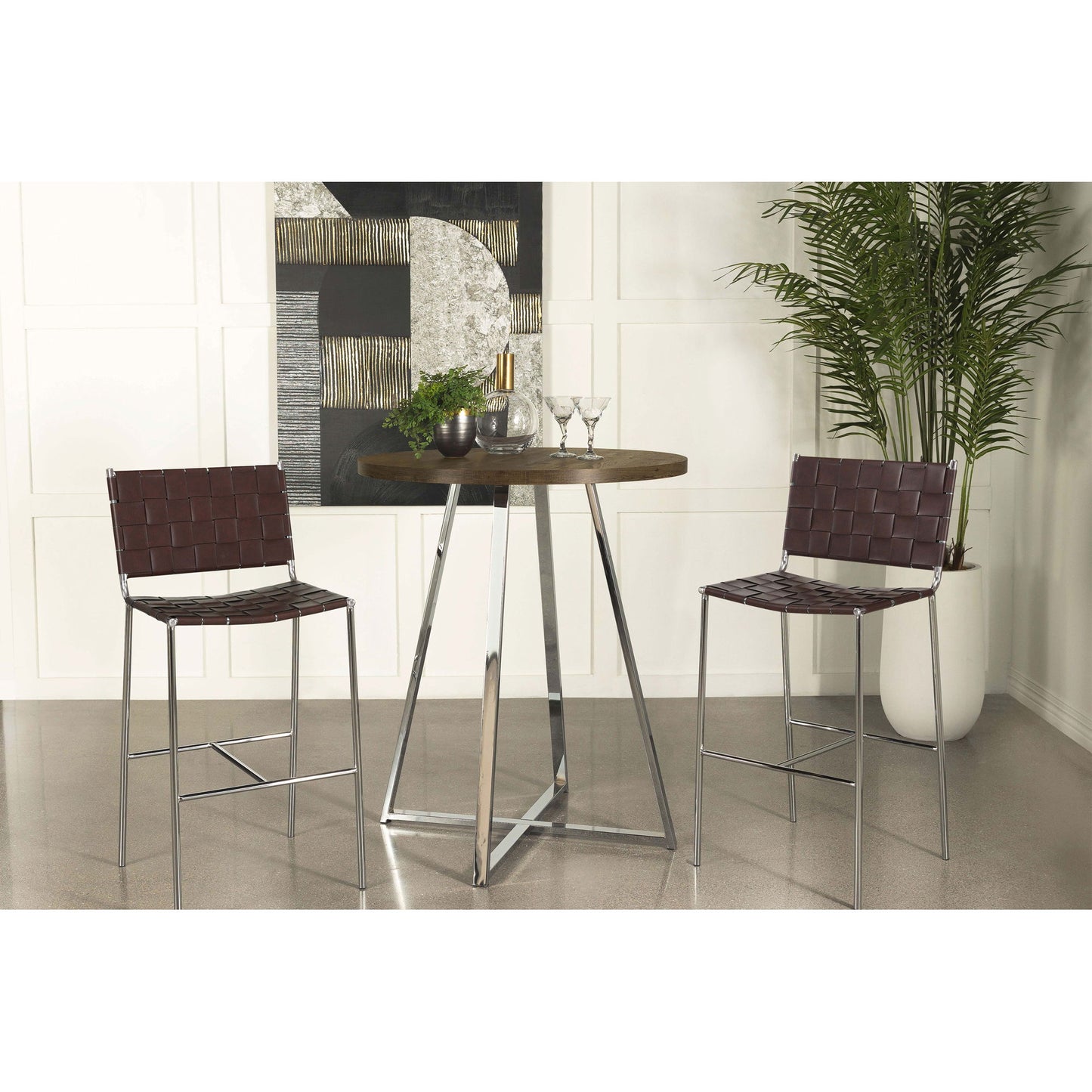 Burkhart - Round Height Bistro Bar Table - Brown Oak