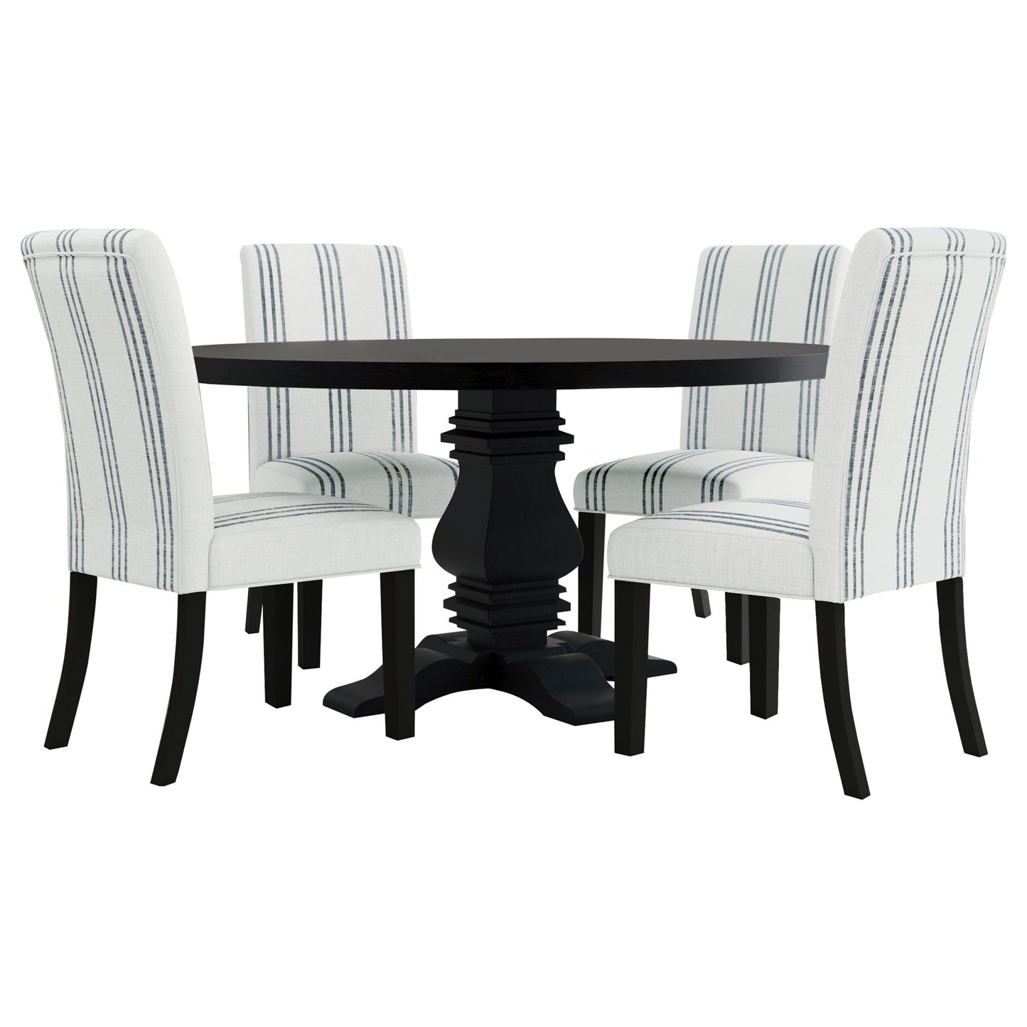 Draper - Upholstered Dining Chair (Set of 2) With Vertical Stripes - Beige