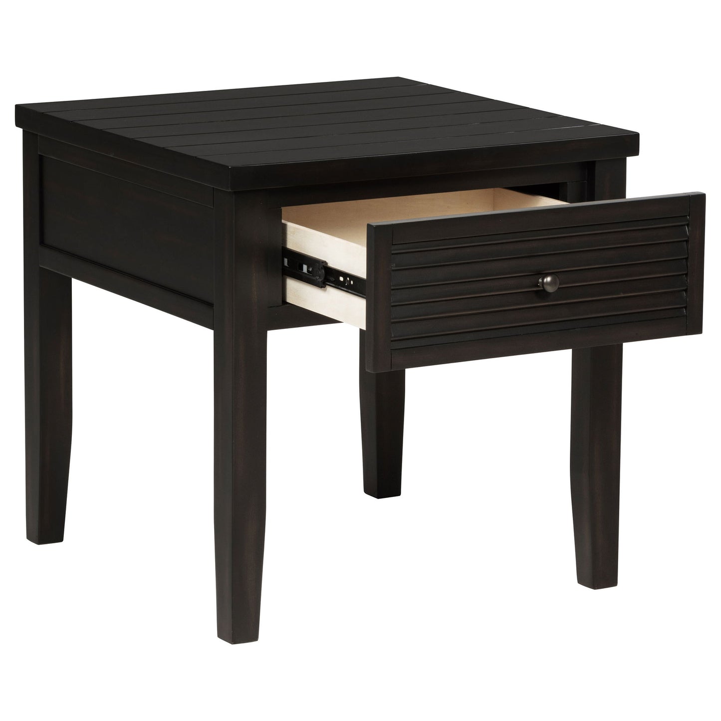 Sutter - 1 Drawer Square End Table - Dark Brown