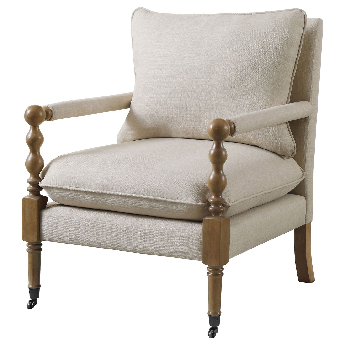Accent Chair With Turned Legs - Beige