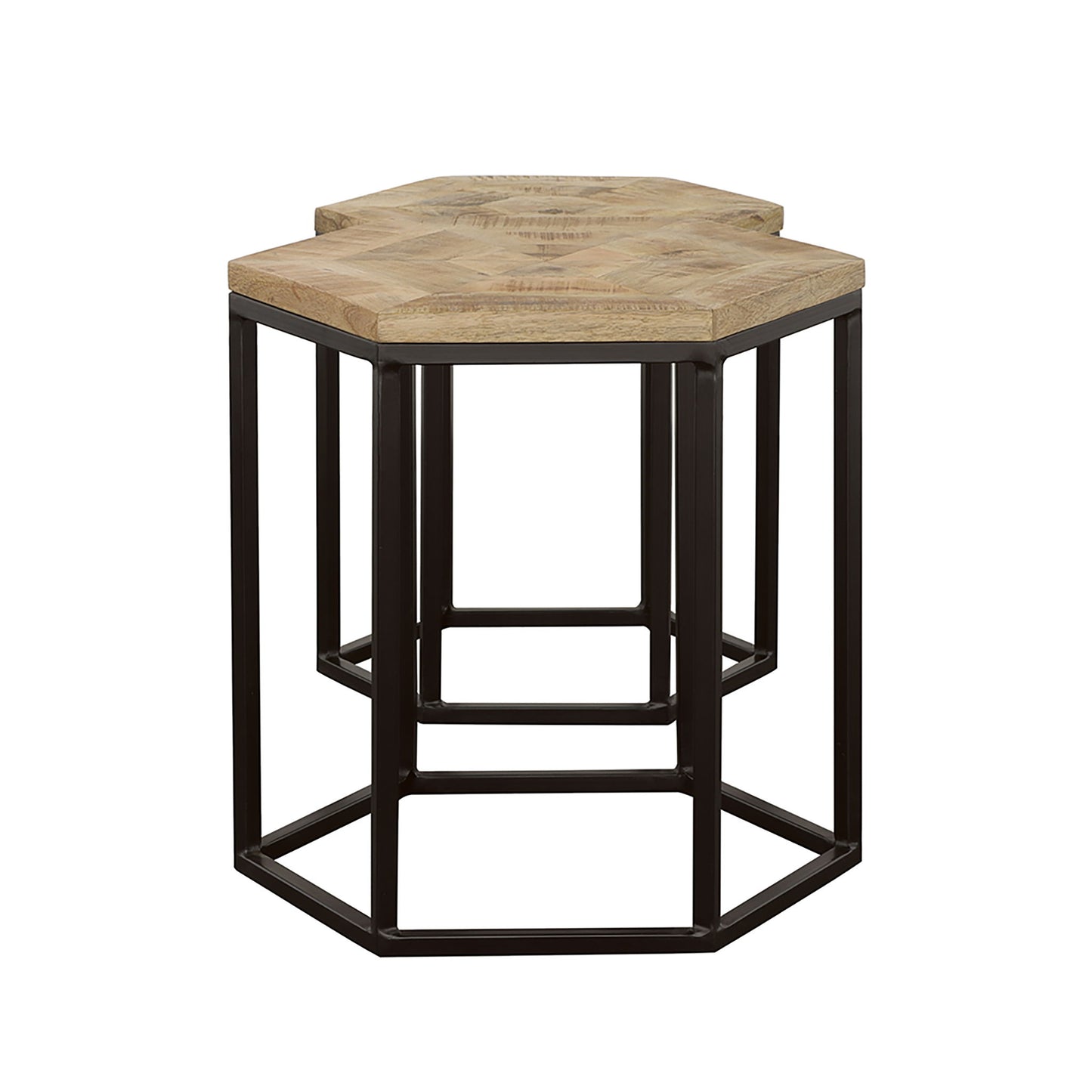 2 Piece Nesting Table With Hexagon Base - Brown