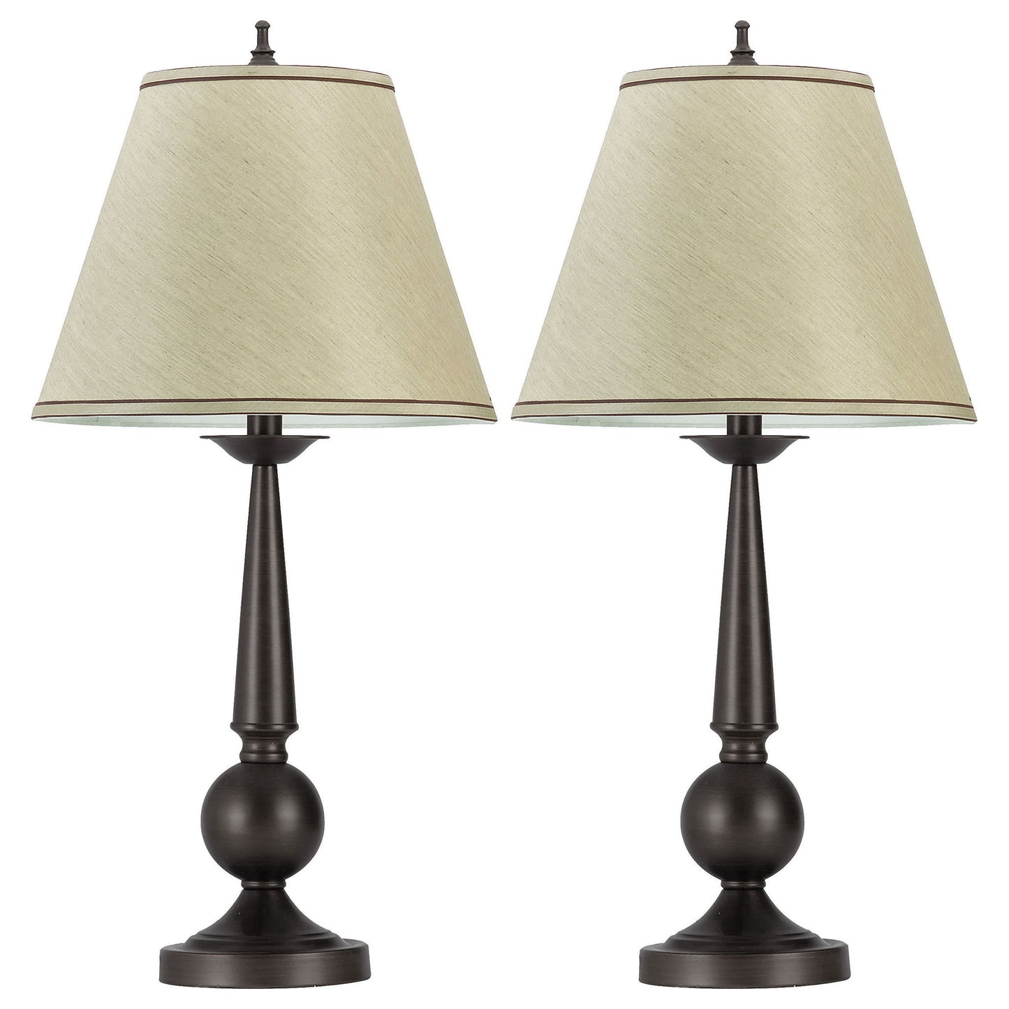 Table Lamps With Cone Shade (Set of 2) - Beige / Brown