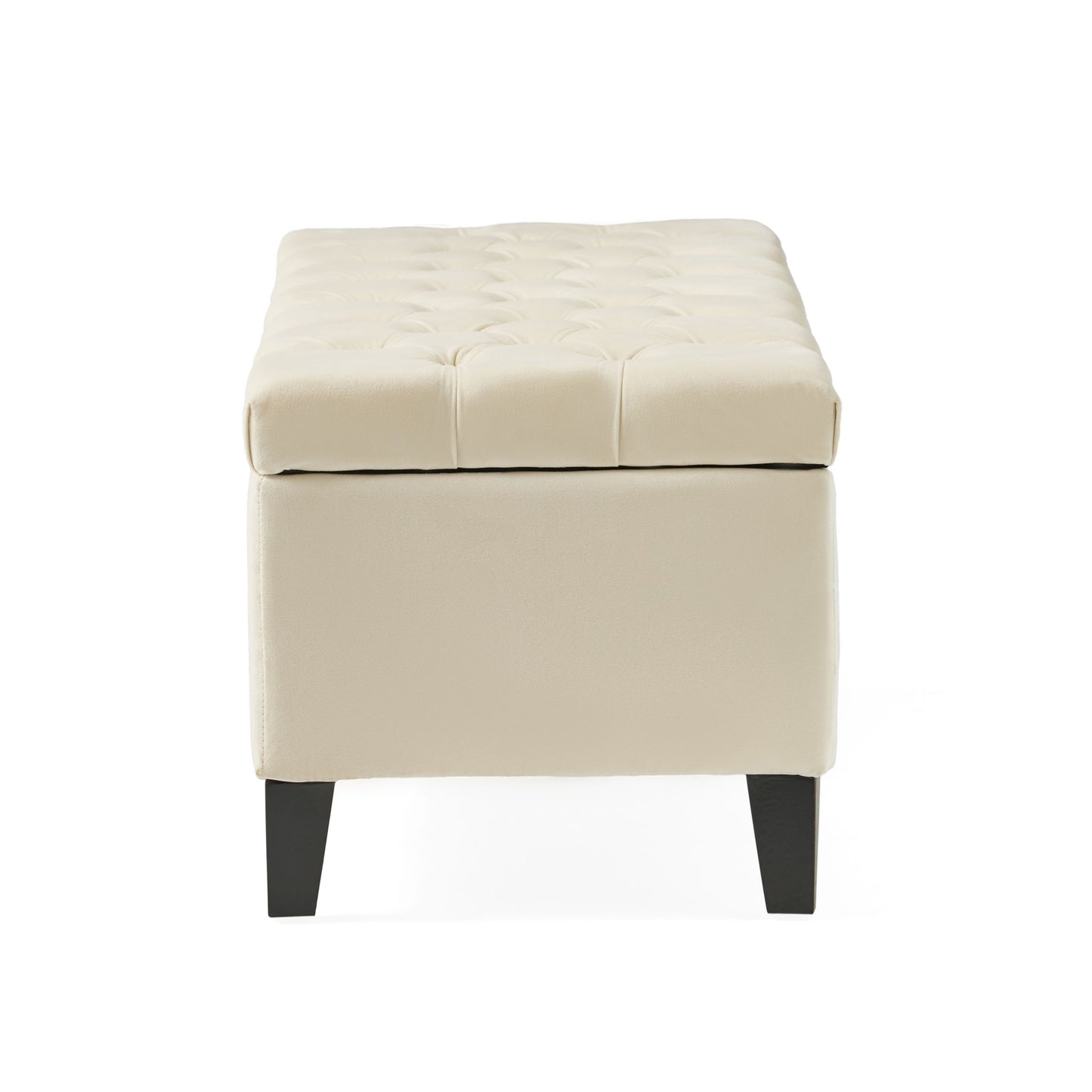 Button Tufted Diamond Stitch Storage Ottoman - Beige