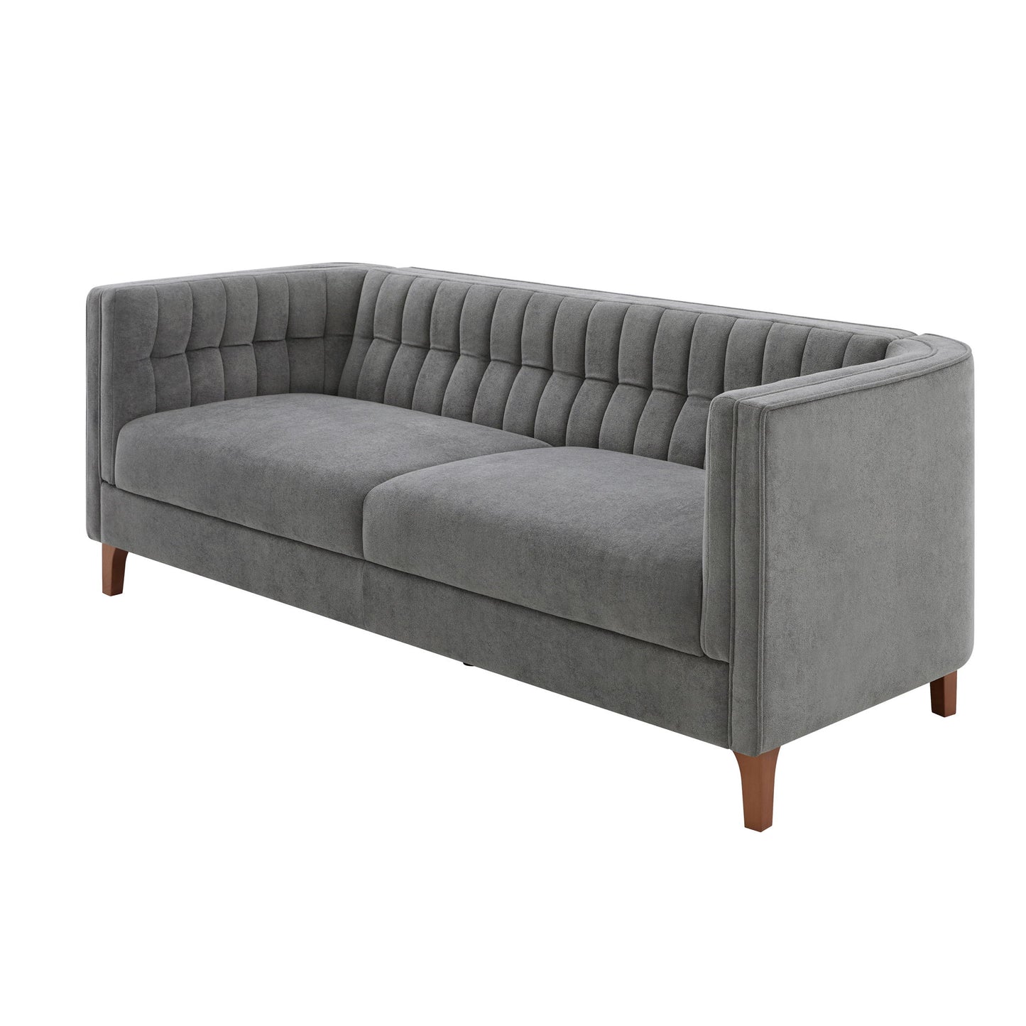 Modern 3 Seater Sofa, Upholstered Couch With Curved Armrests