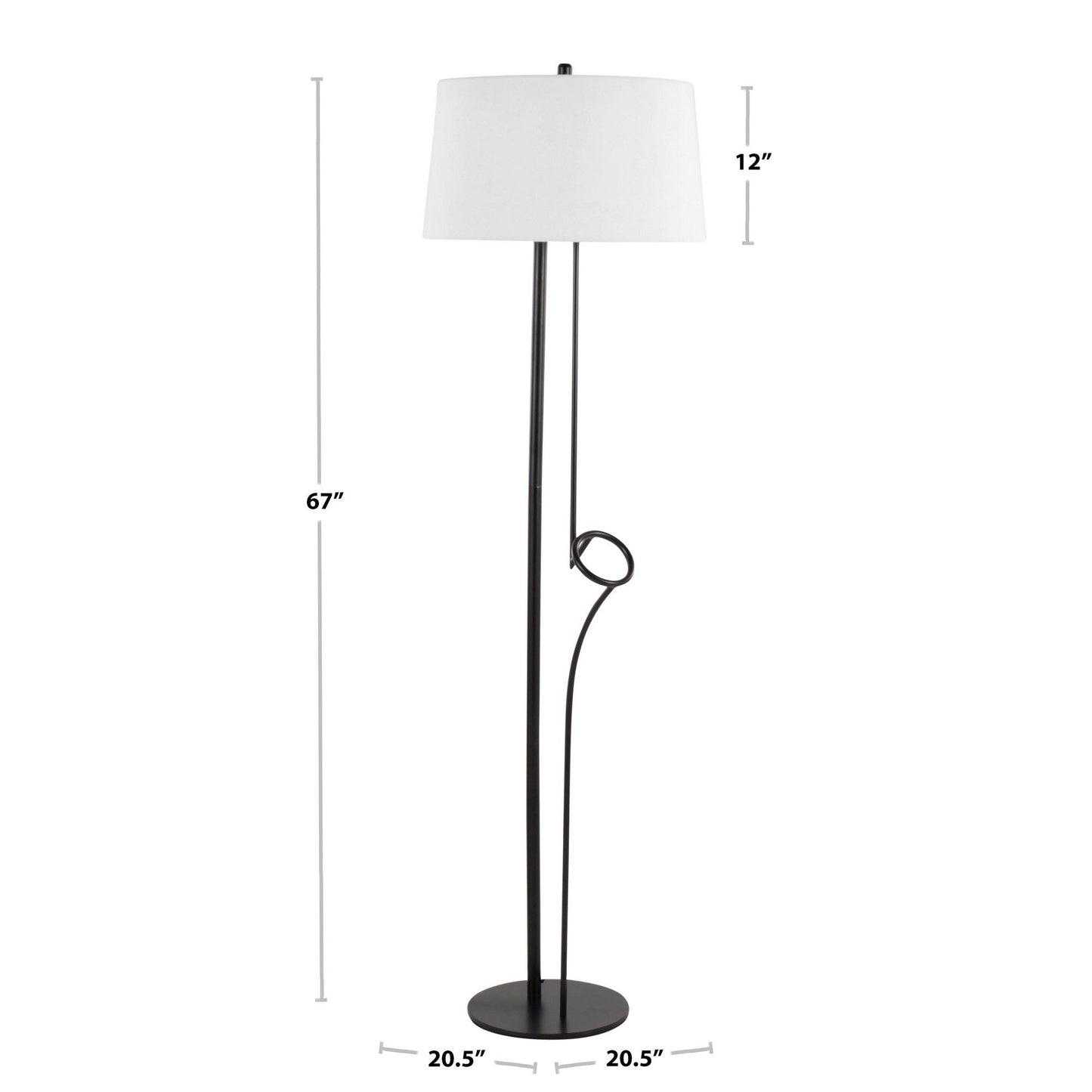 Shadow Contemporary Floor Lamp - Black / White