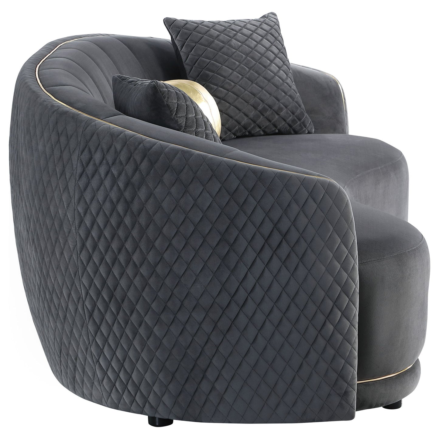 Lorraine - 2 Piece Upholstered Sofa Set With Tufting Trim - Dark Gray