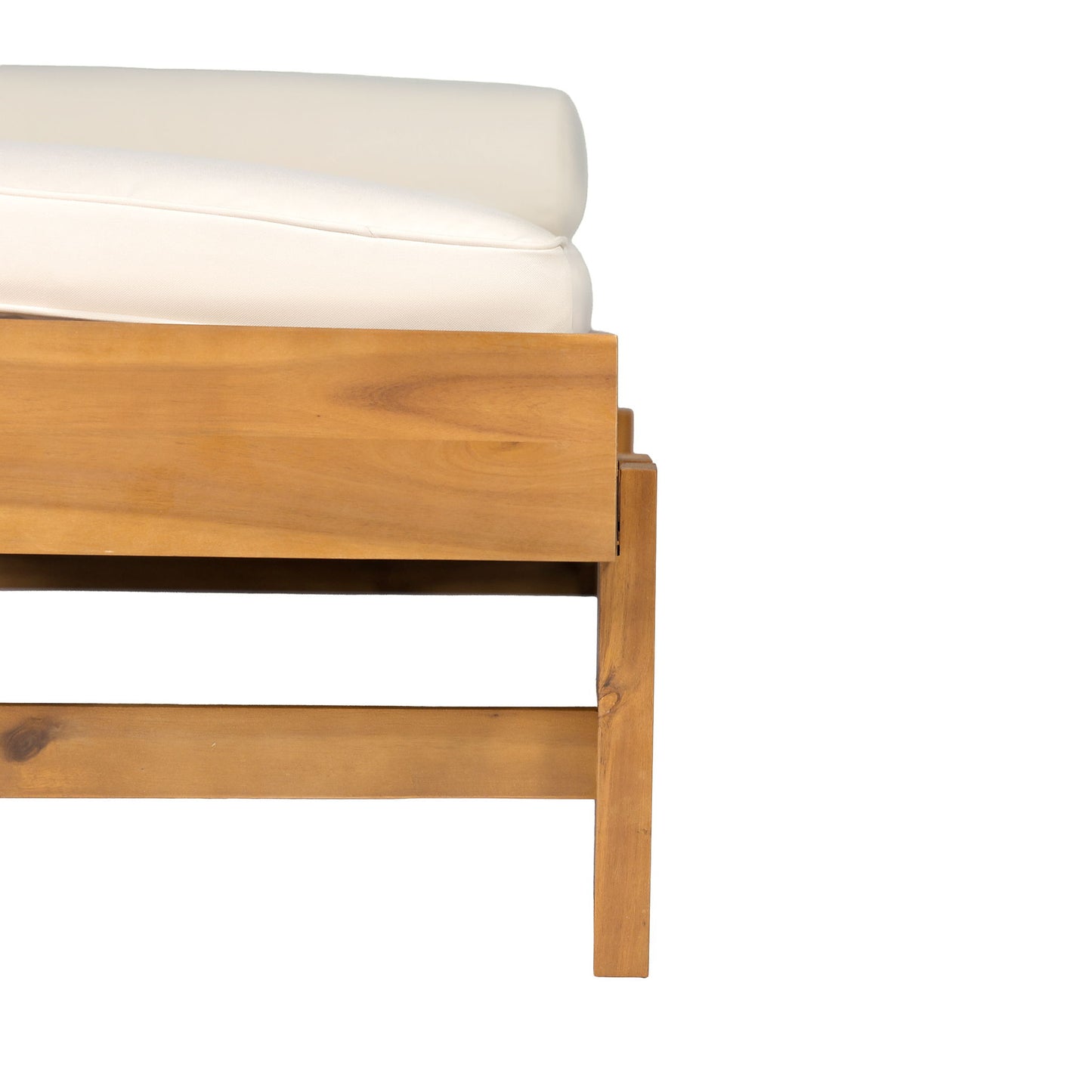 Daybed With Cushion & Pillow, Low Profile Design For Indoor / Outdoor Use - Cream / Teak