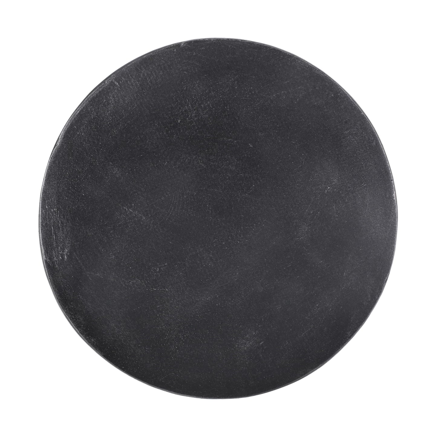 Outdoor Lightweight Concrete End Table With Natural Texture - Matte Black