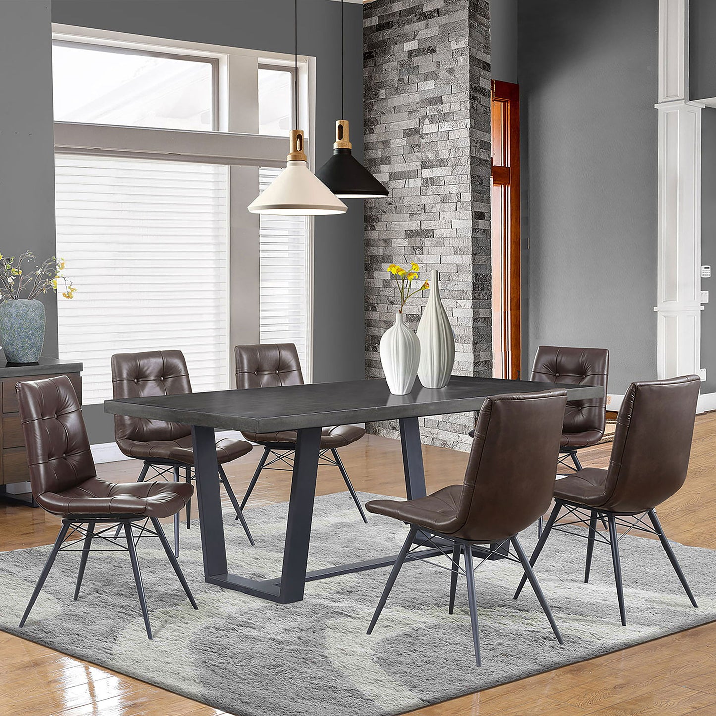 Back Dining Chairs With Button Tufting (Set of 4) - Brown