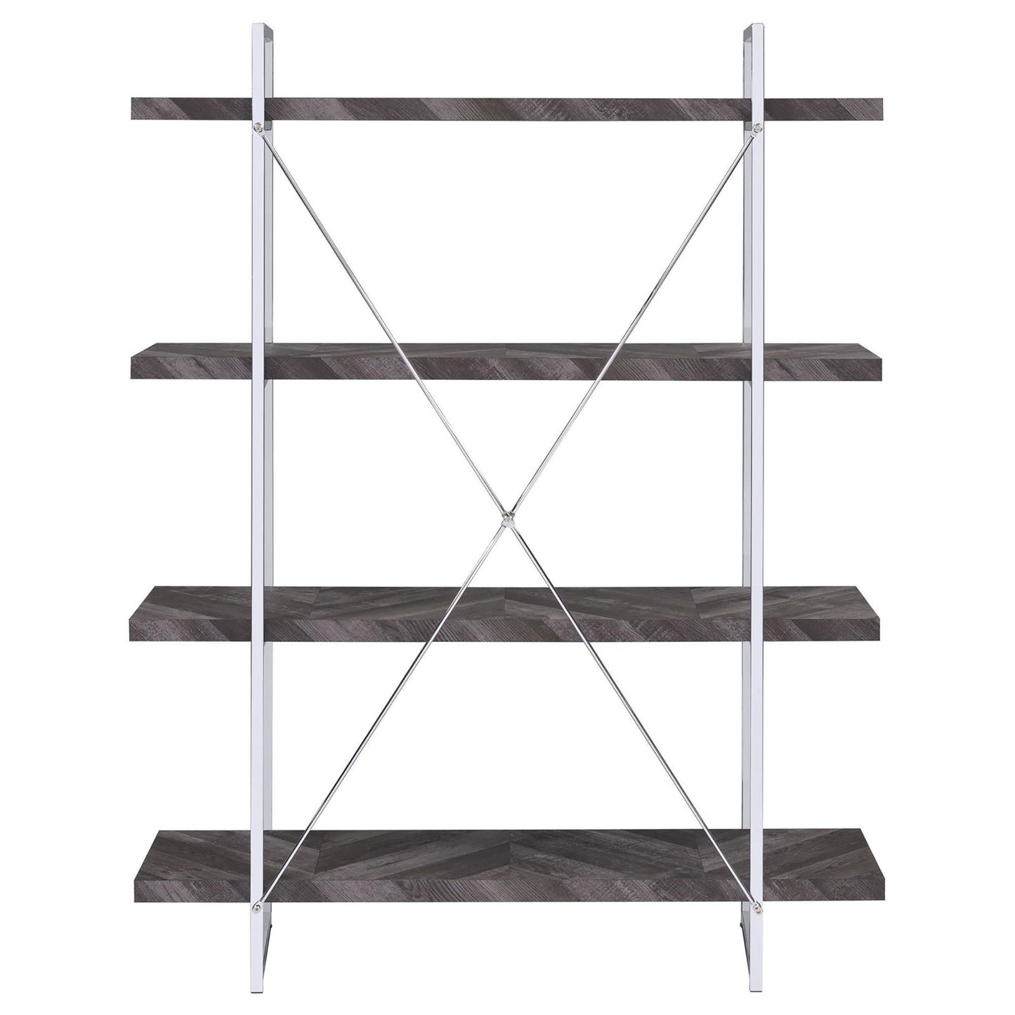 Herringbone - Bookcase With Full Length Shelf - Gray