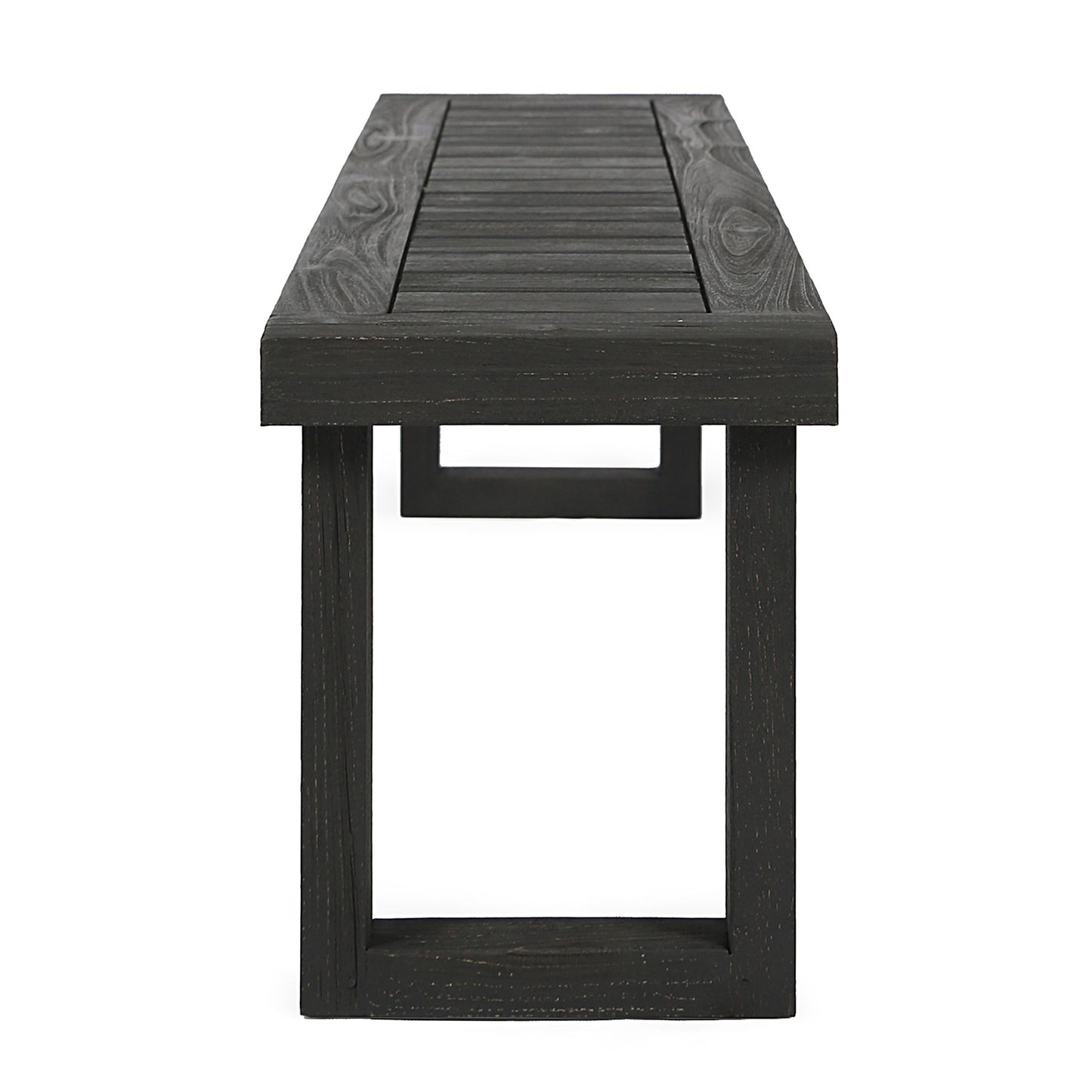 Outdoor 6 Seater Dining Set With Bench - Dark Gray / Light Gray