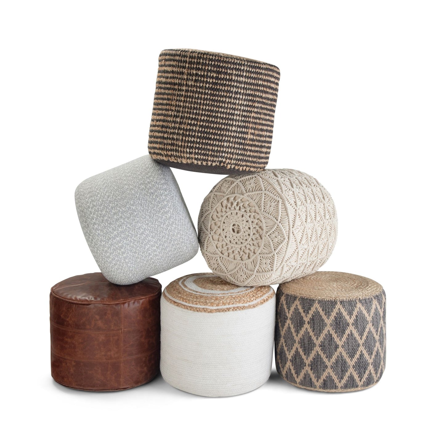 Serena - Handcrafted Round Braided Pouf