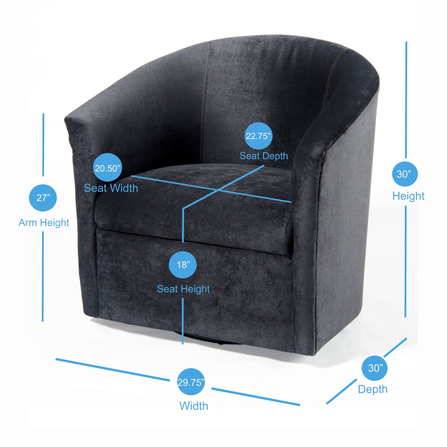 Eden - Swivel Chair With Upholstery And Hardwood Frame