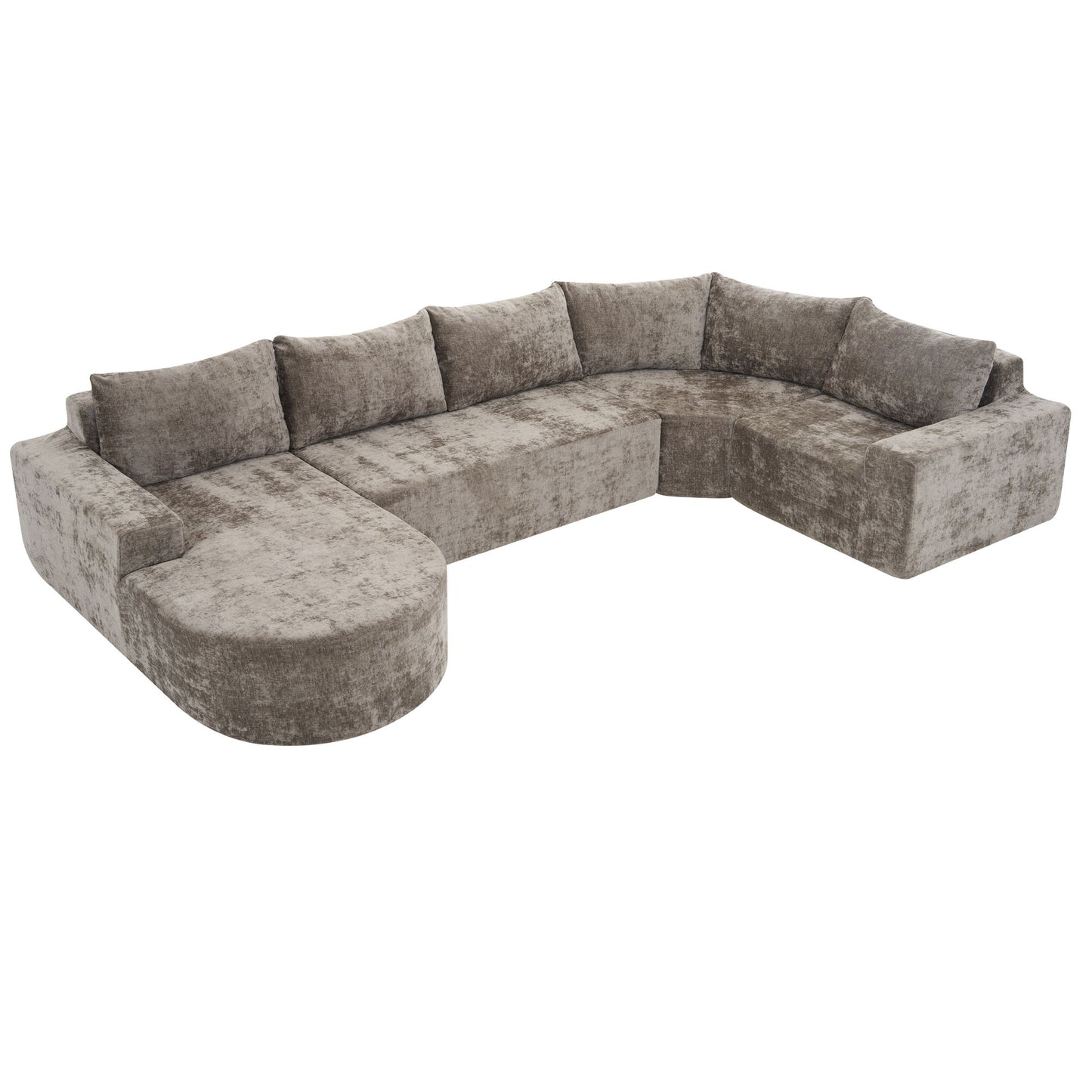 Modular Cloud Sectional Sofa Set, U-Shaped Upholstered Couch With Deep Seat