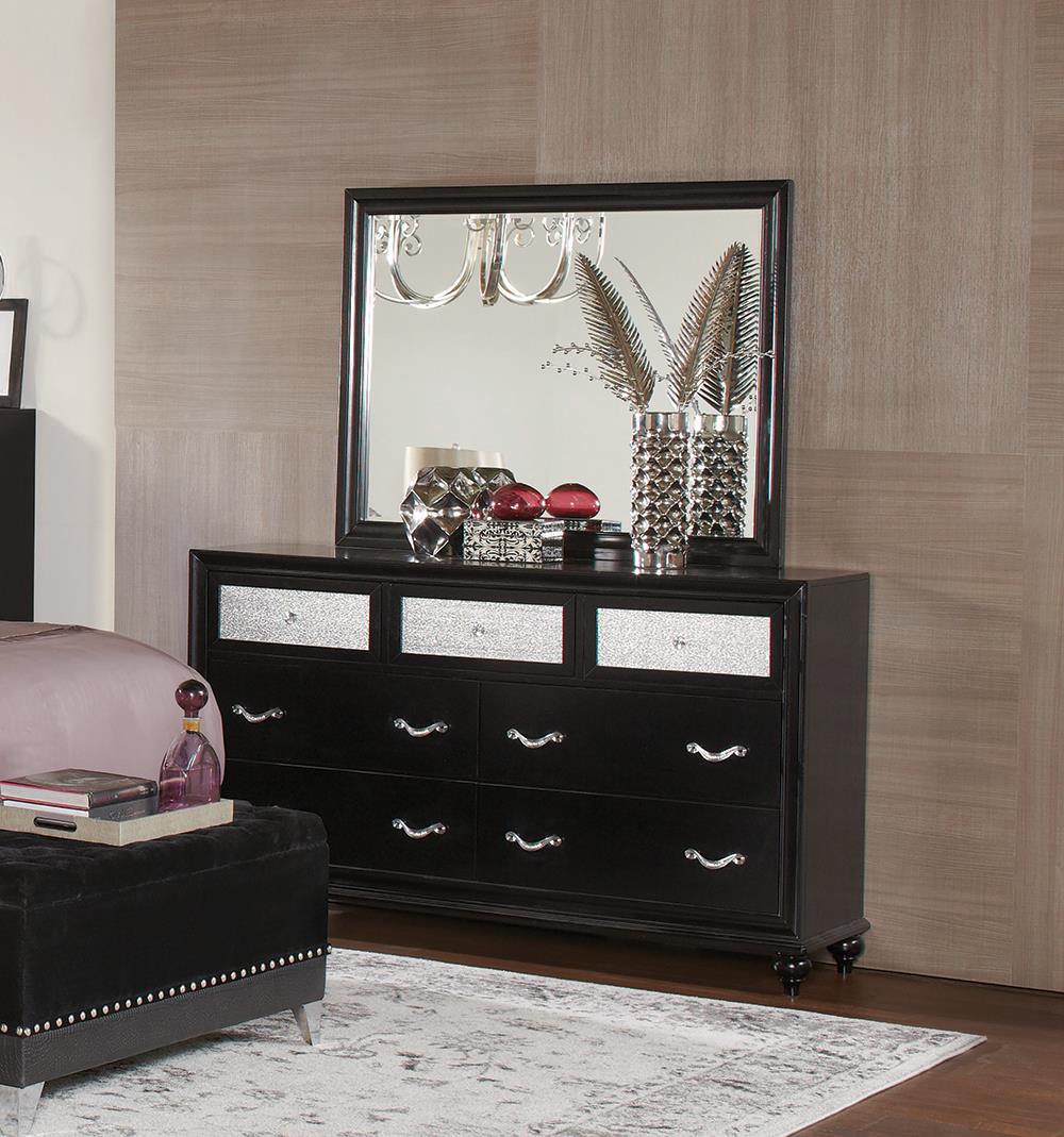 black tufted dresser Baxton Studio Luminescence Black Faux Leather Upholstered Dresser