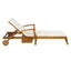 Versatile Chaise Lounge With Wheels Acacia Wood Recliner For Patio - Cream