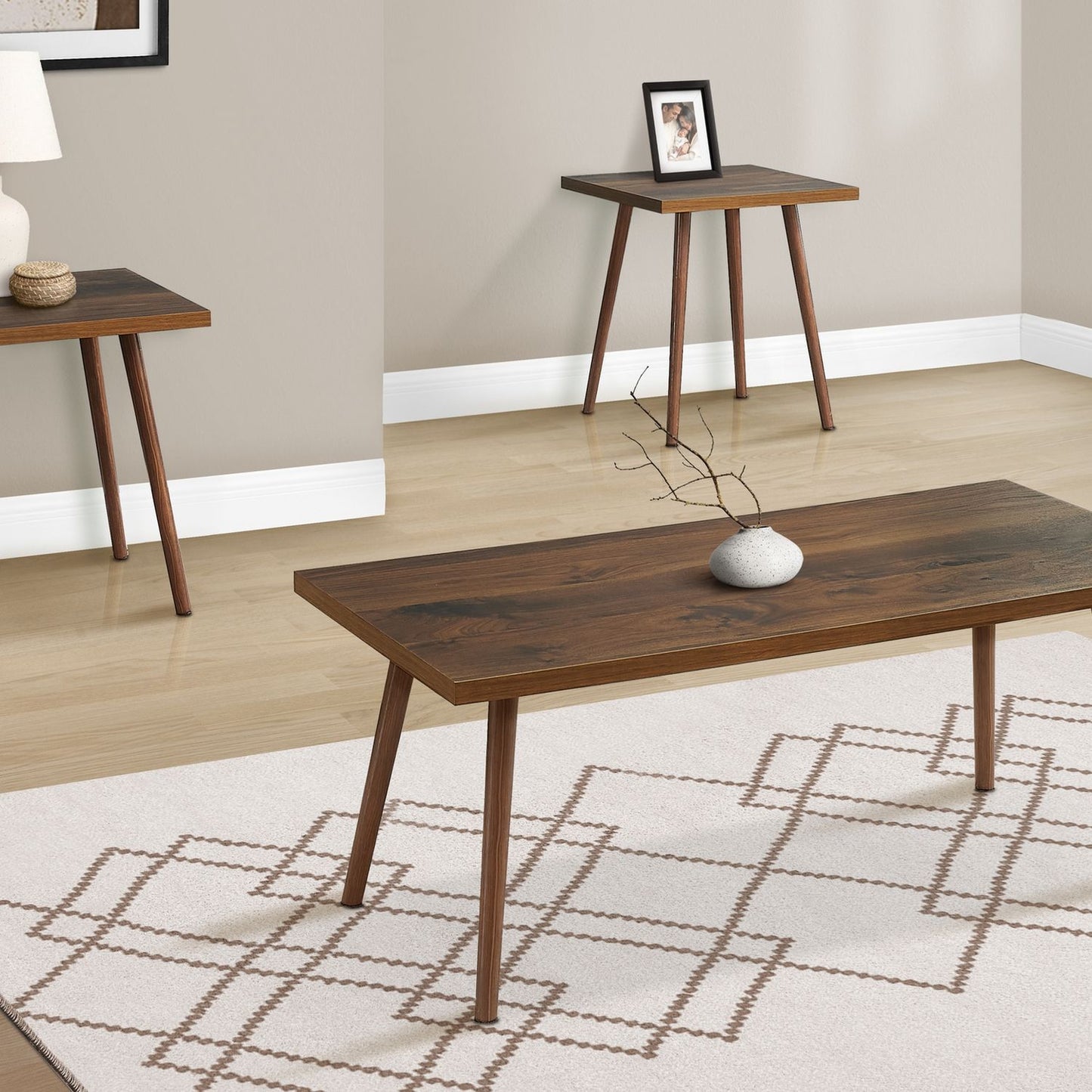 Contemporary 3 Piece Table Set With Coffee Table And 2 End Tables