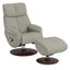 Kandoro - Top Grain Leather Accent Chair With Swivel & Ottoman - Gray
