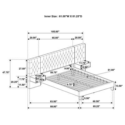 Kiah - Platform Bed With Floating Nightstands