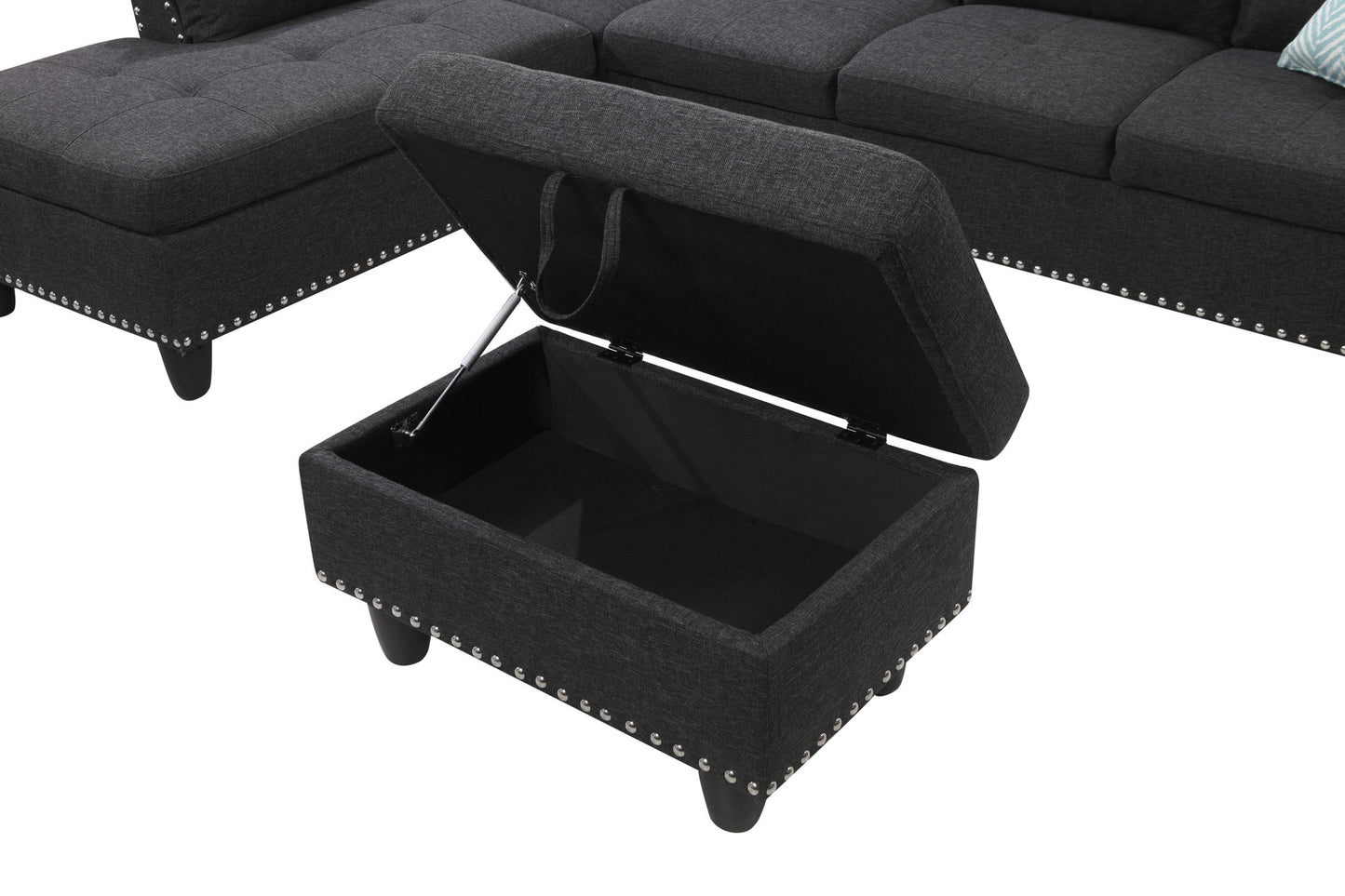 Alger - Left Hand Facing Sofa & Chaise With Ottoman