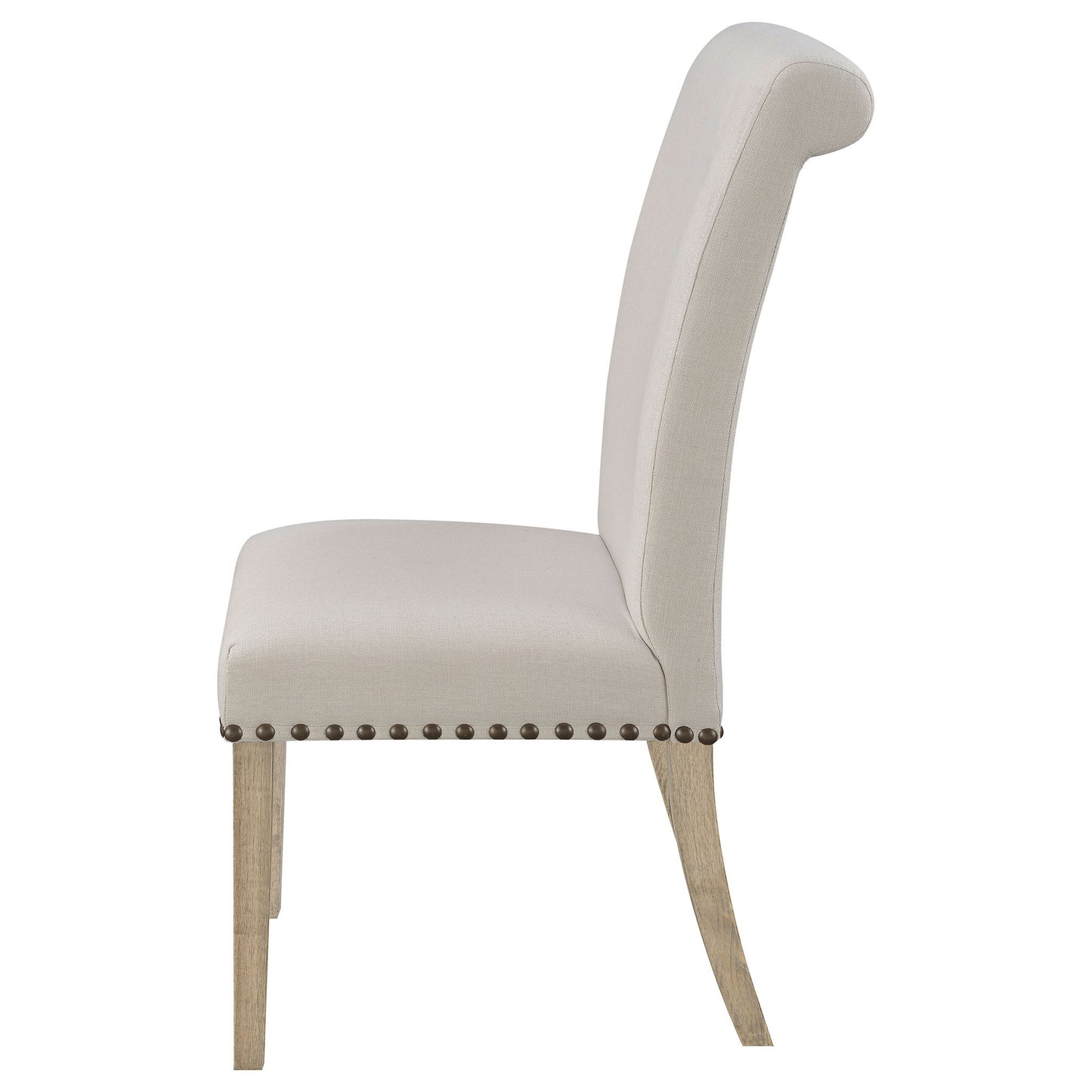 Upholstered Dining Chair With Rolled Edge Seat Back (Set of 2) - Beige