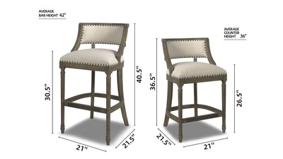 Paris - Farmhouse Counter Height Bar Stool With Backrest