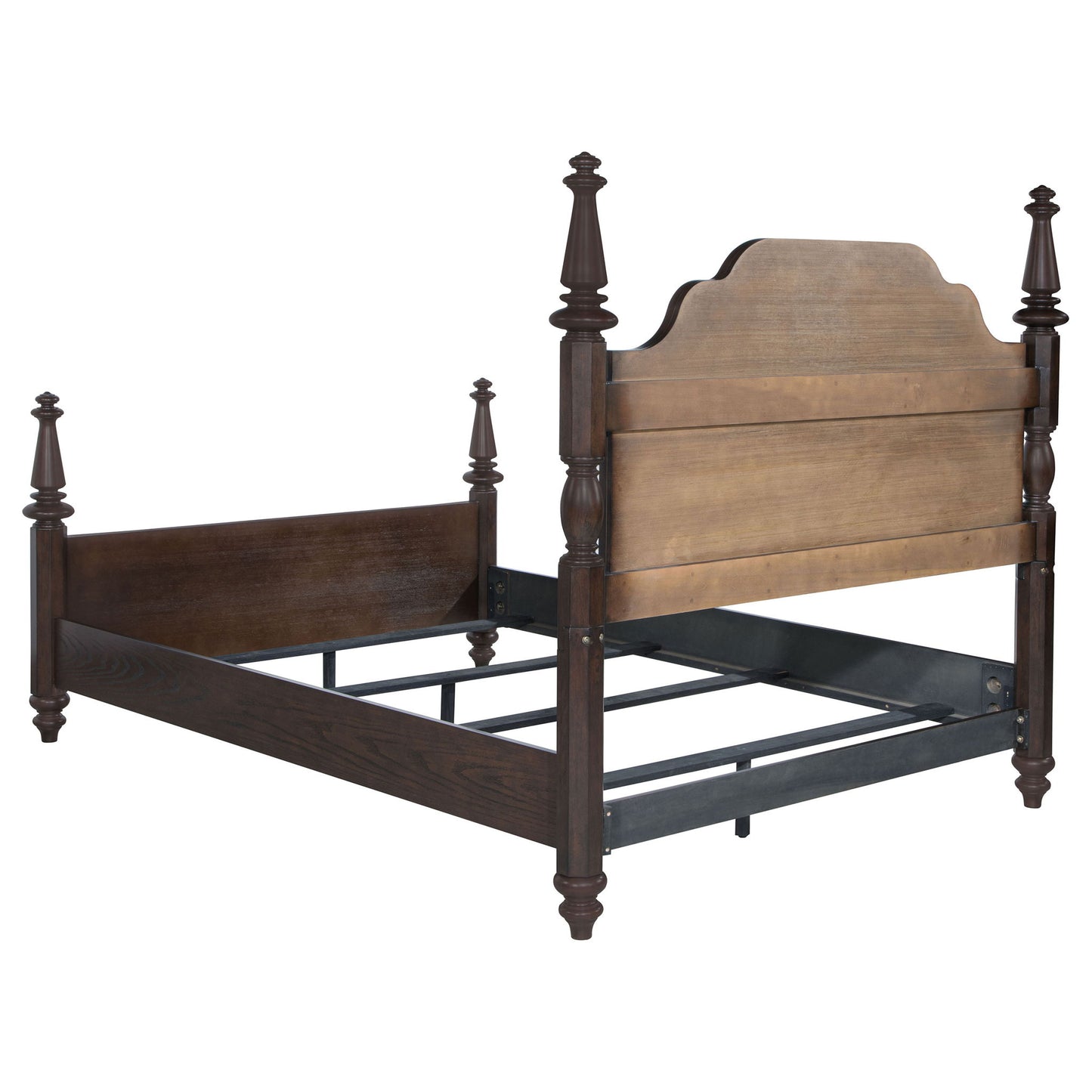 Berwick - 4 Poster Queen Bed With Serpentine Headboard - Dark Oak