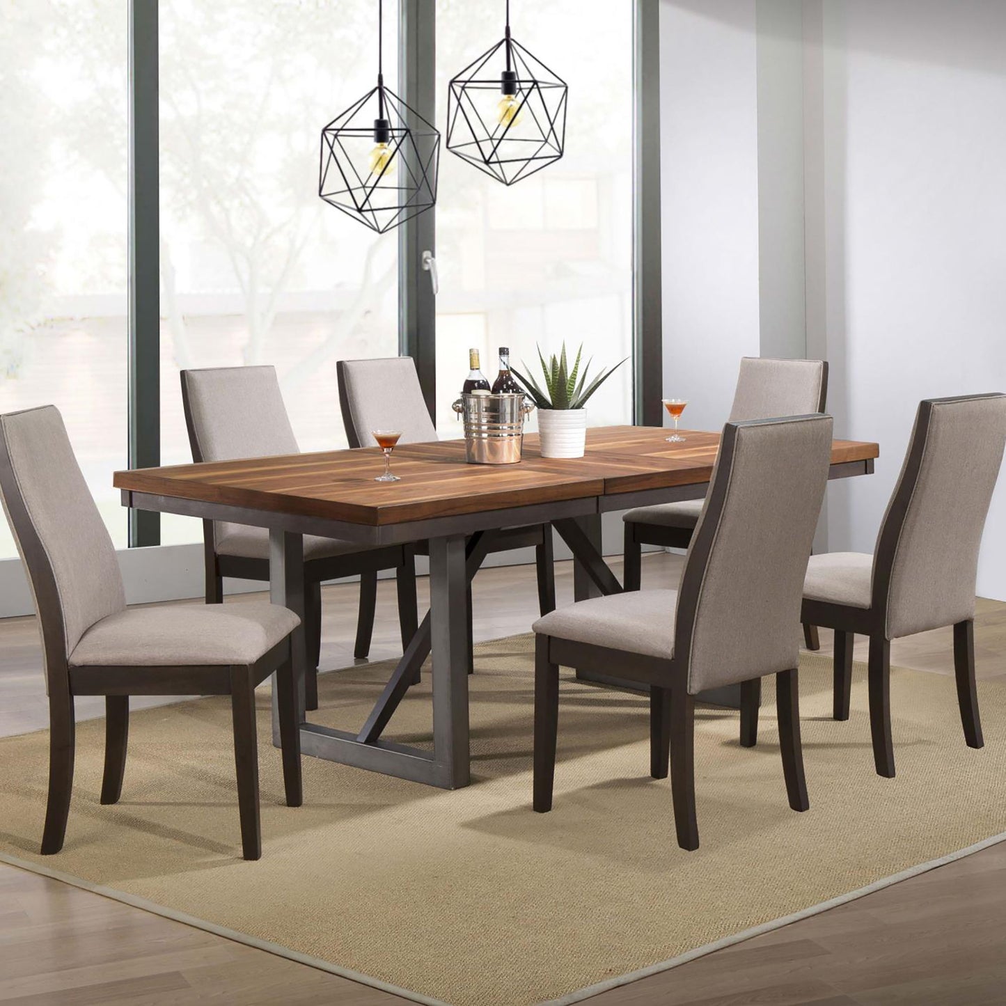 Upholstered Dining Chair (Set of 2) - Taupe / Brown