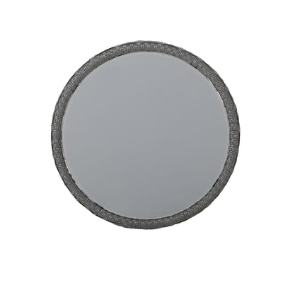 Achill - Outdoor Modern Boho Wicker Side Table With Glass Top - Gray