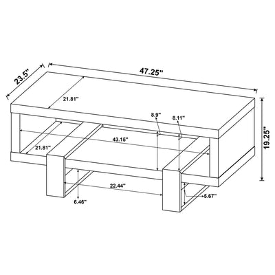 1 Shelf Coffee Table Design And Accents - Gray