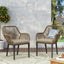 Modern Wicker Dining Club Chair With Water Resistant Cushions - Brown / Beige