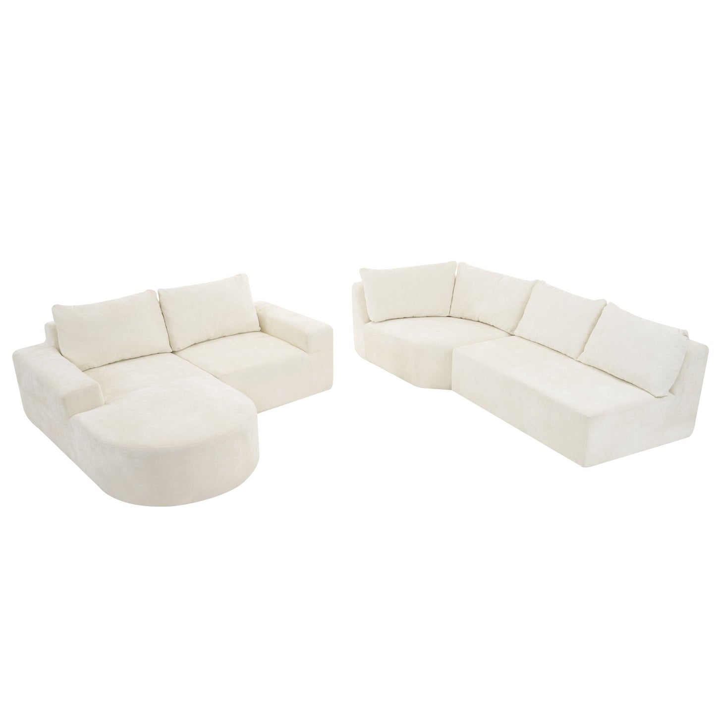 Modular Cloud Sectional Sofa Set, U-Shaped Upholstered Couch With Deep Seat