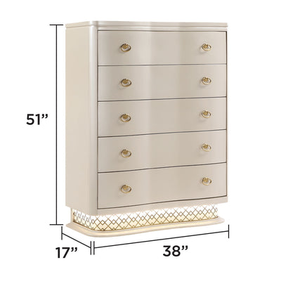 Flora - 5 Drawer Chest With Vertical Storage, LED Lighting - Champagne