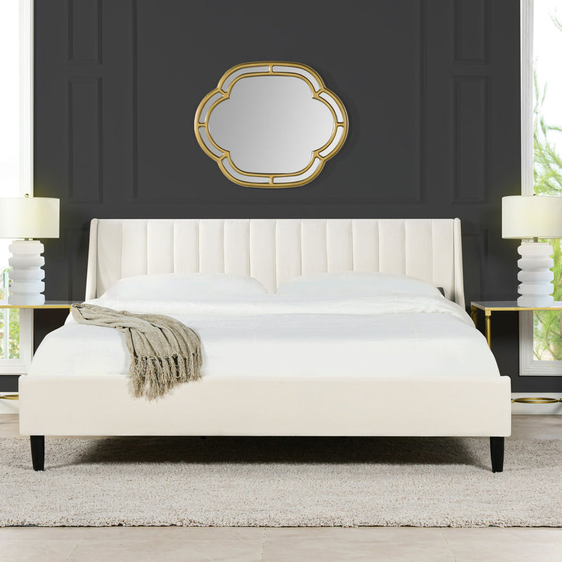 Aspen - Juego de cama de plataforma moderno con cabecero capitoné vertical