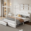 Queen Size Canopy Platform Bed With Upholstered Headboard And 2 Storage Drawers - White