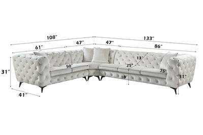 Atronia - Sectional Sofa With 4 Pillows - Beige