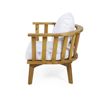 Outdoor Club Chair With Curved Backrest And Frame - White